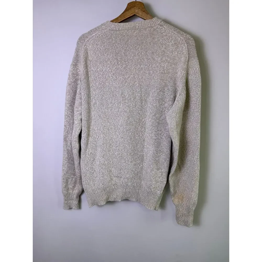 Pringle of Scotland Cotton Knit Sweater Beige Crewneck Vintage Men’s L